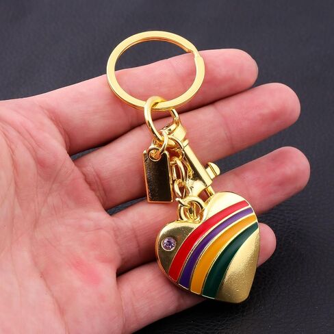 Rainbow Heart Bag Charm Keychain - Purse Charms for Handbag Accessories - Cute Key Chain for Women in Kuwait