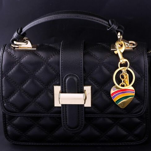 Rainbow Heart Bag Charm Keychain - Purse Charms for Handbag Accessories - Cute Key Chain for Women in Kuwait