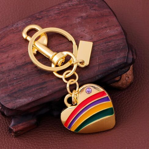 Rainbow Heart Bag Charm Keychain - Purse Charms for Handbag Accessories - Cute Key Chain for Women in Kuwait