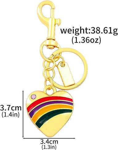Rainbow Heart Bag Charm Keychain - Purse Charms for Handbag Accessories - Cute Key Chain for Women in Kuwait