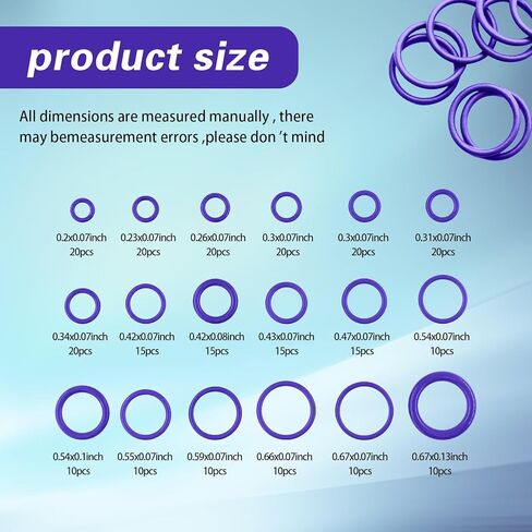 LEECHIO 270 PCS CAR CAR CONFICERING SEAL ، حشية مطاطية راقية عالية درجة الحرارة ، وأجزاء ضاغط تكييف الهواء إصلاح السيارات ، عالمي لمعظم السيارات (الأرجواني) in Kuwait