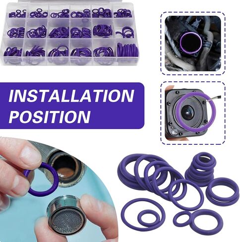 LEECHIO 270 PCS CAR CAR CONFICERING SEAL ، حشية مطاطية راقية عالية درجة الحرارة ، وأجزاء ضاغط تكييف الهواء إصلاح السيارات ، عالمي لمعظم السيارات (الأرجواني) in Kuwait