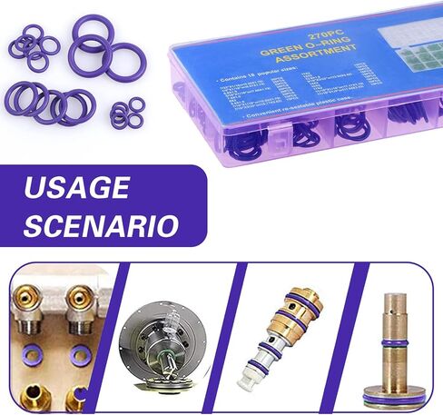 LEECHIO 270 PCS CAR CAR CONFICERING SEAL ، حشية مطاطية راقية عالية درجة الحرارة ، وأجزاء ضاغط تكييف الهواء إصلاح السيارات ، عالمي لمعظم السيارات (الأرجواني) in Kuwait