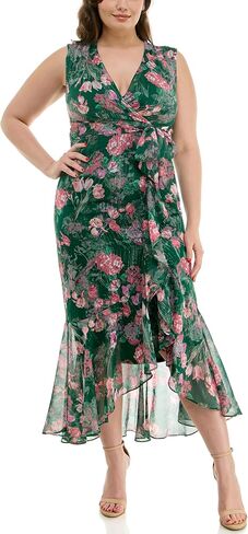 Women's Sleeveless V-Neck Romantic Floral Ruffle Hem Maxi Dress in Saudi Arabia