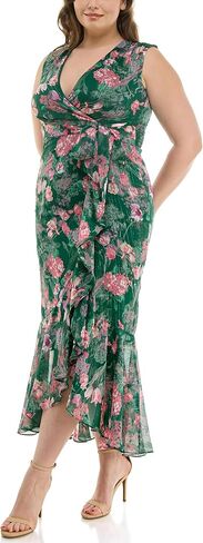 Women's Sleeveless V-Neck Romantic Floral Ruffle Hem Maxi Dress in Saudi Arabia