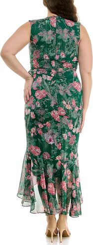 Women's Sleeveless V-Neck Romantic Floral Ruffle Hem Maxi Dress in Saudi Arabia
