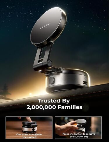 تركيب هاتف Lisen Electric Cuption Cup Mount ، مكنسة كهربائية كأس الشفط ، لصالح Magsafe Magnetic Section Mount 360 ° حاملي الهواتف المحمولة القابلة للتعديل لسيارتك لـ iPhone 16/15/14/13/12 in Kuwait