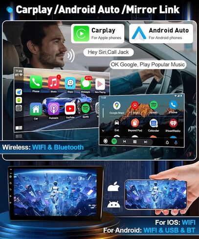 Android Radio for Toyota Tacoma 2005 2006 2007 2008 2009 2010 2011 2012 2013 2014 2015, 9 Inch Touch Screen Car Stereo with Wireless Carplay Android Auto/WiFi/GPS/SWC Backup Camera in Kuwait