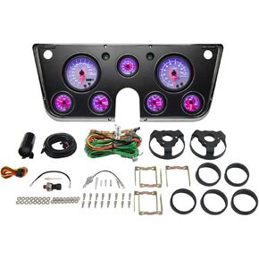 حزمة مجموعة GlowShift 7 Gauge Cluster متوافقة مع Chevy C10 1967-1972 - عداد السرعة بالأبيض 7 ، TACH ، ضغط الزيت ، درجة حرارة الماء ، مقاييس الساعة والفولت - مراكز لوحة القيادة مباشرة in Saudi Arabia