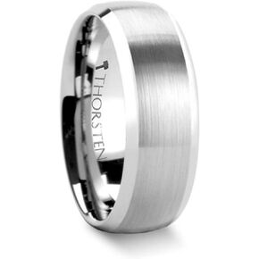 Thorsten Polaris | Tungsten Rings for Men | Tungsten | Comfort Fit | Domed Brushed Finish Tungsten Wedding Ring Band with Polished Bevels - 6mm & 8mm in Kuwait