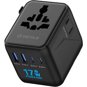محول السفر العالمي ، محول توصيل السفر الدولي مع 3 موانئ USB-C ＆ 2 USB-A (إجمالي 30W) ، كل ذلك في محول محمول واحد ، للولايات المتحدة الأمريكية ، المملكة المتحدة ، الاتحاد الأوروبي ، AU ＆ 224+ بلدان (أبيض) in Saudi Arabia