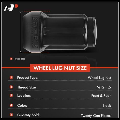 A-Premium 21-PC M12-1.5 Wheel Lug Nuts Compatible with Honda CR-V, Civic, Accord, Pilot, Odyssey, Fit, HR-V, Crosstour, Insight, Passport, Clarity, CR-Z, Element & Acura MDX, RDX, TLX, Front and Rear in Saudi Arabia