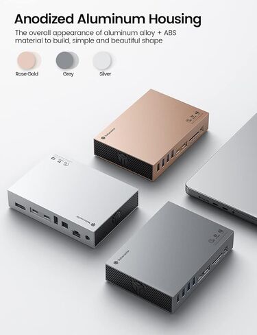 Yottamaster 40Gbps USB C Docking Station with Dual-Bay 4TB M.2 NVMe+SATA SSD Enclosure Adapter Compatible with Thunderbolt 3, Support 8K@60Hz DP, PD60W, Ethernet, 4 USB Ports, Audio [DS05-Diskless] in Kuwait