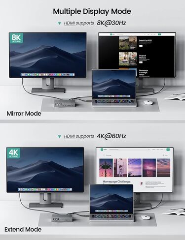 Yottamaster 40Gbps USB C Docking Station with Dual-Bay 4TB M.2 NVMe+SATA SSD Enclosure Adapter Compatible with Thunderbolt 3, Support 8K@60Hz DP, PD60W, Ethernet, 4 USB Ports, Audio [DS05-Diskless] in Kuwait