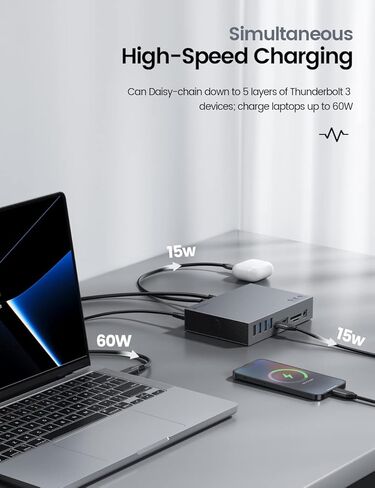 Yottamaster 40Gbps USB C Docking Station with Dual-Bay 4TB M.2 NVMe+SATA SSD Enclosure Adapter Compatible with Thunderbolt 3, Support 8K@60Hz DP, PD60W, Ethernet, 4 USB Ports, Audio [DS05-Diskless] in Kuwait