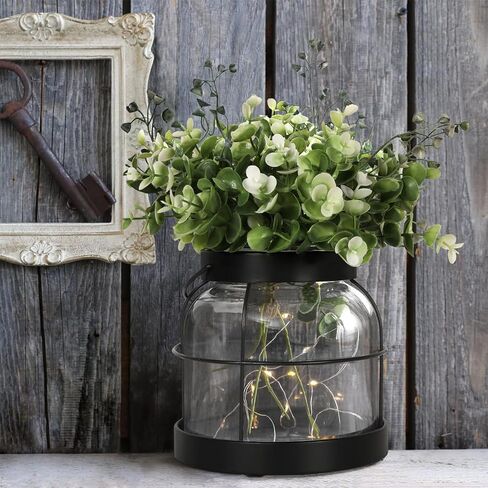 Vintage Glass Farmhouse Vase Rustic Lantern Decor with Plants Flowers Lights Retro Style Vases for Home Decor Floral Arrangement Hostess Gift in Saudi Arabia