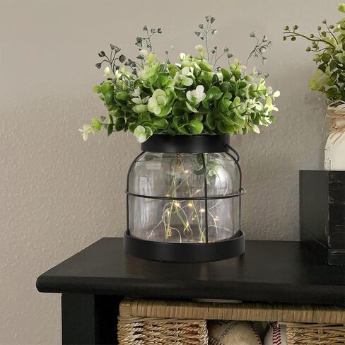 Vintage Glass Farmhouse Vase Rustic Lantern Decor with Plants Flowers Lights Retro Style Vases for Home Decor Floral Arrangement Hostess Gift in Saudi Arabia