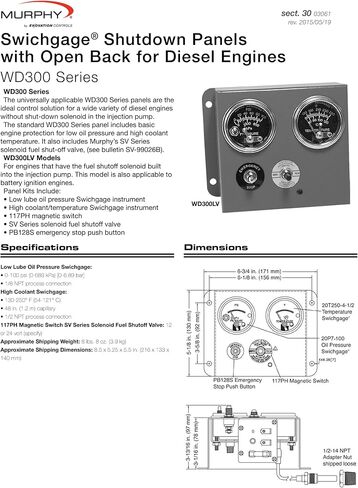 Murphy by Enovation Controls WD300LV-E6 Swichgage Shutdown Panel (30700086) in Saudi Arabia