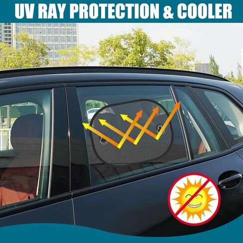 2PCS Car Window Shades, Car Window Sun Blocker, Window Shade for Baby in Vehicle with Suction Cups, Universal Glare and UV Rays Protection Auto Accessories Fit Baby, Adults and Pets (30*50cm) in Kuwait