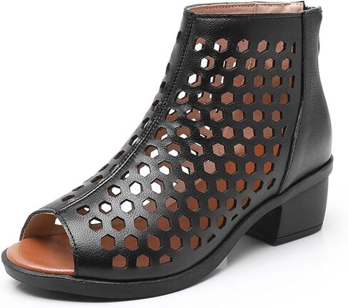 نساء من جلد الكعب المكتنزة الأسماك الفم الروماني مع السوستة الظهر الصيف جولة زقزقة أخمص القدمين منخفضة الكعب جوف in Kuwait