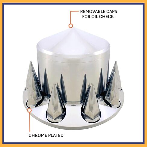 TORQUE Rear Axle Wheel Cover 33mm Spike Screw-on Lug Nut Cover for Semi Truck (Chrome Plated ABS Plastic) (Universal Fit) (TR133-TWCR) in Saudi Arabia