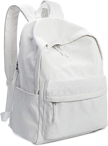 Zicac Diy Canvas Backpack Daypack Satchel Backpack (White, with Side Pocket) in Saudi Arabia