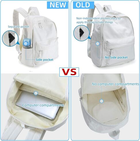 Zicac Diy Canvas Backpack Daypack Satchel Backpack (White, with Side Pocket) in Saudi Arabia