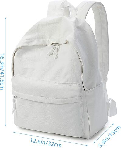 Zicac Diy Canvas Backpack Daypack Satchel Backpack (White, with Side Pocket) in Saudi Arabia