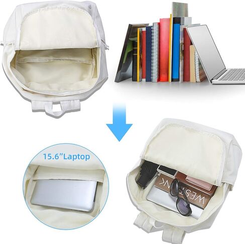 Zicac Diy Canvas Backpack Daypack Satchel Backpack (White, with Side Pocket) in Saudi Arabia