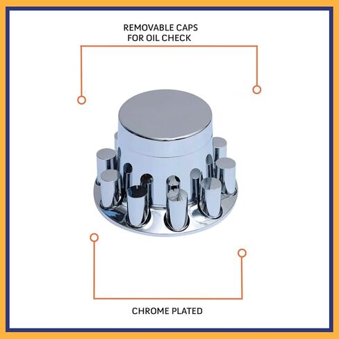 TORQUE Rear Axle Wheel Cover 33mm Spike Screw-on Lug Nut Cover for Semi Truck (Chrome Plated ABS Plastic) (Universal Fit) (TR133-TWCR) in Saudi Arabia