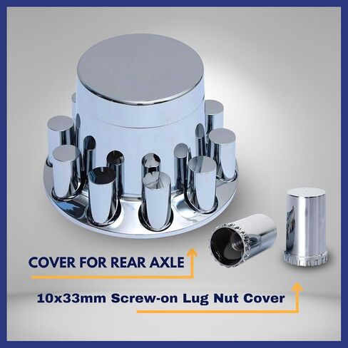 TORQUE Rear Axle Wheel Cover 33mm Spike Screw-on Lug Nut Cover for Semi Truck (Chrome Plated ABS Plastic) (Universal Fit) (TR133-TWCR) in Saudi Arabia
