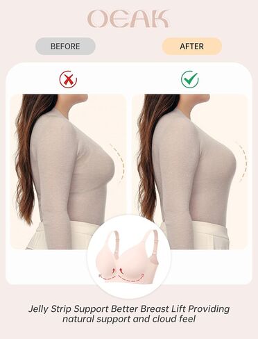 Oeak Womens مريحة دفع الدعم اللاسلكي Bras ورفع Brassiere v الرقبة تغطية كاملة كل يوم in Kuwait