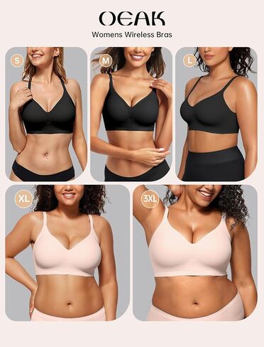 Oeak Womens مريحة دفع الدعم اللاسلكي Bras ورفع Brassiere v الرقبة تغطية كاملة كل يوم in Kuwait