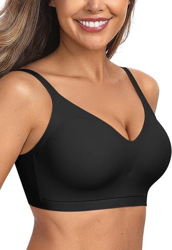 Oeak Womens مريحة دفع الدعم اللاسلكي Bras ورفع Brassiere v الرقبة تغطية كاملة كل يوم in Kuwait