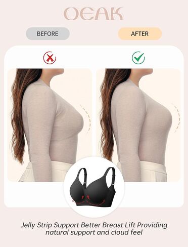 Oeak Womens مريحة دفع الدعم اللاسلكي Bras ورفع Brassiere v الرقبة تغطية كاملة كل يوم in Kuwait