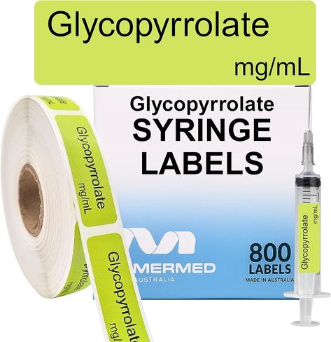 Antibiotic Medical/Syringe Labels - Box of 800 Labels on roll (1" core) in Box. Printed in Australia by Specialist Medical Printer. Latex-Free Adhesive. 40mm x 12mm (Approx 1.5" x .5") in Kuwait