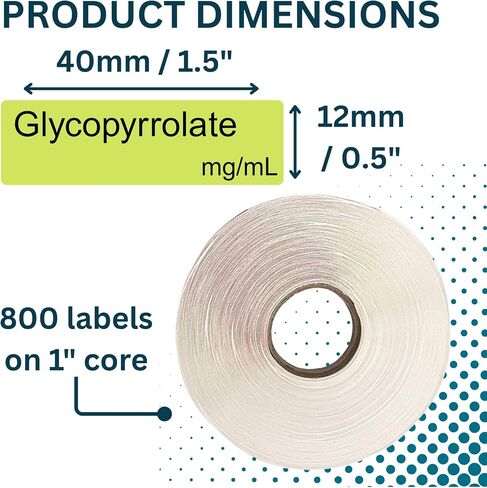 Antibiotic Medical/Syringe Labels - Box of 800 Labels on roll (1" core) in Box. Printed in Australia by Specialist Medical Printer. Latex-Free Adhesive. 40mm x 12mm (Approx 1.5" x .5") in Kuwait