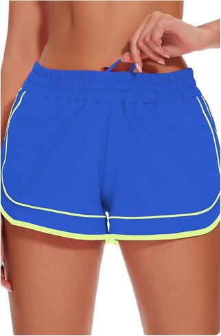 Meivso Womens Color Block Running Dolphin Shorts 3 '' 'Quick Dry Prockutic Athletic Short with Zipper Mobilets Liner in Kuwait