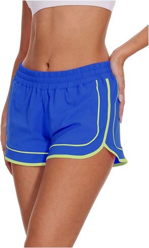 Meivso Womens Color Block Running Dolphin Shorts 3 '' 'Quick Dry Prockutic Athletic Short with Zipper Mobilets Liner in Kuwait