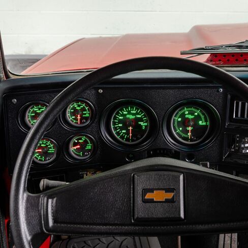 GlowShift 6-Gauge Diesel Swap Cluster Package Fits Chevy C10 1973-1987 - Black 7 Color Speedometer, Diesel Tach, Oil Pressure, Water Coolant Temp, Fuel Level & Volt Gauges - Direct Fit Dash Panel Pod in Saudi Arabia