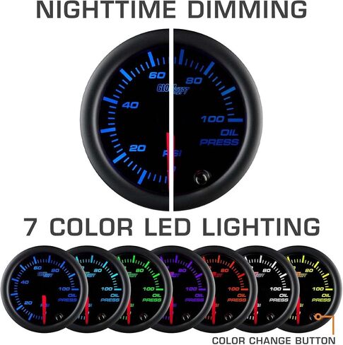 GlowShift 6-Gauge Diesel Swap Cluster Package Fits Chevy C10 1973-1987 - Black 7 Color Speedometer, Diesel Tach, Oil Pressure, Water Coolant Temp, Fuel Level & Volt Gauges - Direct Fit Dash Panel Pod in Saudi Arabia