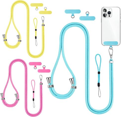 6pcs وسادة تصحيح لانيارد هاتفية عالمية مع 3 حلقات ربيع معدنية ، وثلاثة ألوان علامات تبويب حبل الهاتف وتصحيحات الهواتف المعدنية - تصحيحات حبل الهاتف الخالية من الهواتف للاصدان لأشرطة الهاتف الخليوي in Kuwait