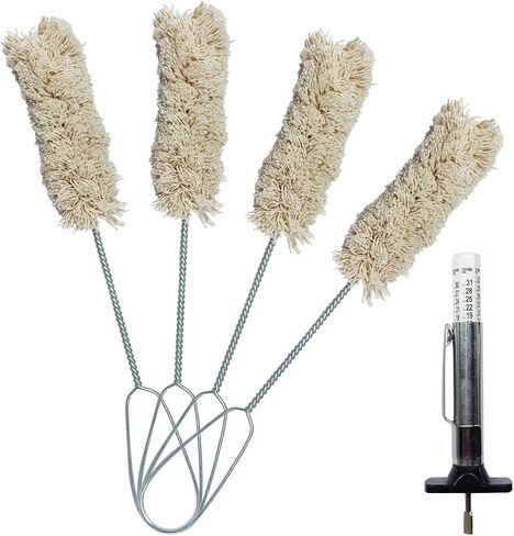 4pcs 12.5 "Long Tyre Tyre Appricant Brush Applicator Set - Extra Hong Handle Handle Tyre Lube Brush مع مقياس عمق المداس - مسحات Universal Tyre Shocricant لأكثر دلاء اللوب الشائعة (لونين) in Saudi Arabia