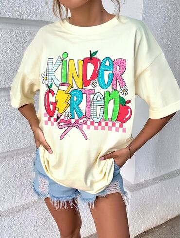 Teacher Shirts for Women: Kindergarten Preschool Teacher Pencil T-Shirt Funny Teacher Graphic Tees Back to School Tshirt in Saudi Arabia