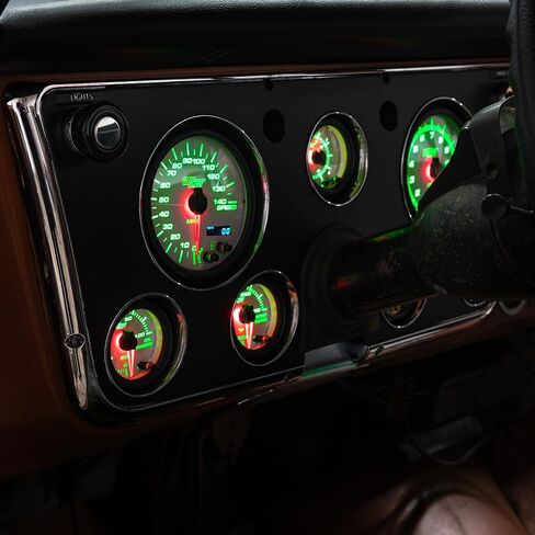 GlowShift 7-Gauge Cluster Package Compatible with Chevy C10 1967-1972 - White 7 Color Speedometer, Tach, Oil Pressure, Water Temp, Fuel Level, Clock & Volt Gauges - Direct Fit Dashboard Panel Pod in Saudi Arabia