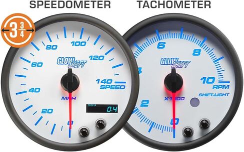 GlowShift 7-Gauge Cluster Package Compatible with Chevy C10 1967-1972 - White 7 Color Speedometer, Tach, Oil Pressure, Water Temp, Fuel Level, Clock & Volt Gauges - Direct Fit Dashboard Panel Pod in Saudi Arabia