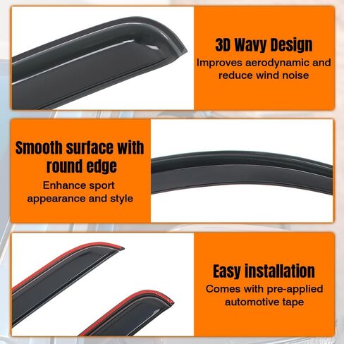 in Channel Window Visor Deflectors, Compatible with 2007-2013 Chevy Silverado GMC Sierra 1500 & 2008-2014 2500 3500 HD Crew Cab, Acrylic Smoke/Tinted Slim Style Window Rain Guards, 4 PCS in Saudi Arabia