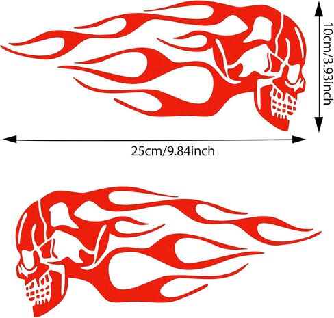 TOMALL 2pcs Skull Flame Reflective Stickers for Car Motorcycle Tank Vinyl Racing Sports Flame Stripe Decal for Golf Cart Off-Road Vehicles Motorcycles Bike Skateboard Laptop DIY Decoration (Red) in Saudi Arabia