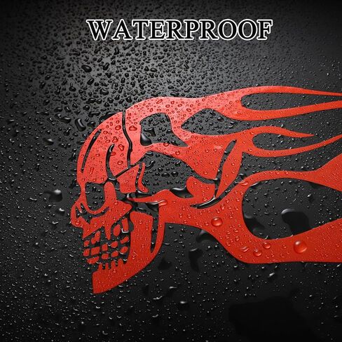 TOMALL 2pcs Skull Flame Reflective Stickers for Car Motorcycle Tank Vinyl Racing Sports Flame Stripe Decal for Golf Cart Off-Road Vehicles Motorcycles Bike Skateboard Laptop DIY Decoration (Red) in Saudi Arabia