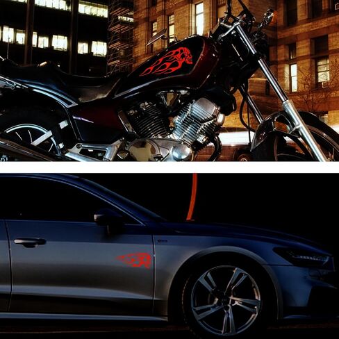 TOMALL 2pcs Skull Flame Reflective Stickers for Car Motorcycle Tank Vinyl Racing Sports Flame Stripe Decal for Golf Cart Off-Road Vehicles Motorcycles Bike Skateboard Laptop DIY Decoration (Red) in Saudi Arabia